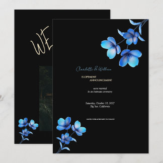 Anuncio de fuga floral negro y azul temperamental