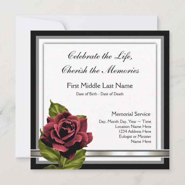 Anuncio de Funeral de Rosa Roja (Anverso)