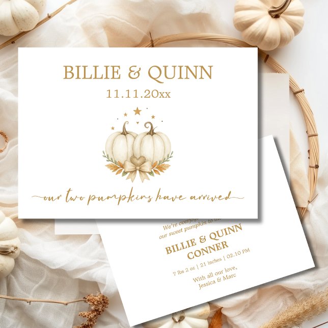 Anuncio de gemelos bebé con calabazas boho de acua (Subido por el creador)