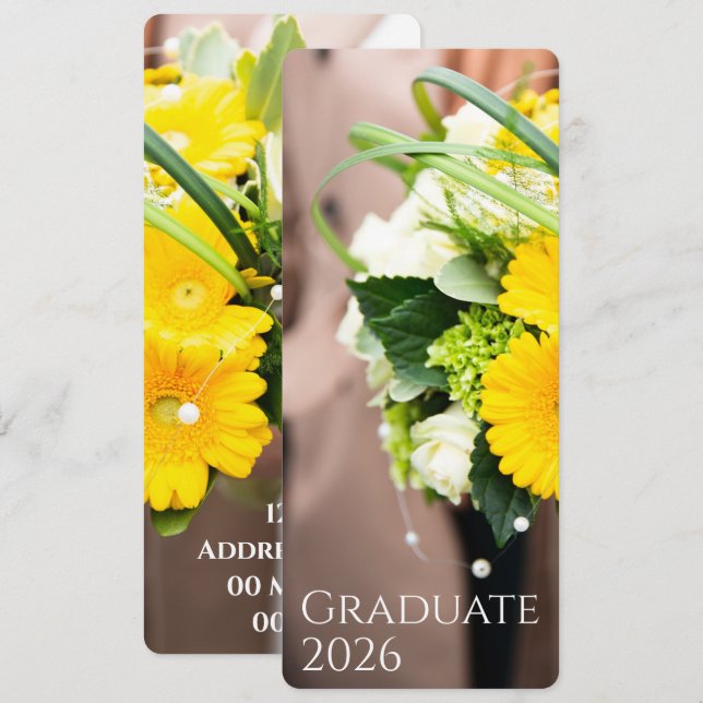 Anuncio de girasol con texto personalizado Graduac (Anverso / Reverso)