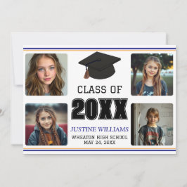Anuncio de graduación azul y naranja