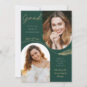 Anuncio de graduación Boho con borla de esmeralda