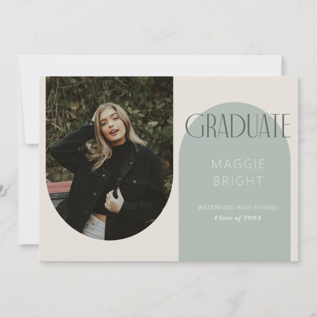 Anuncio de graduación boho de arco moderno casa ab (Anverso)