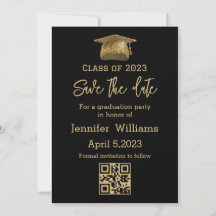 Anuncio de graduación chic de código qr para guard
