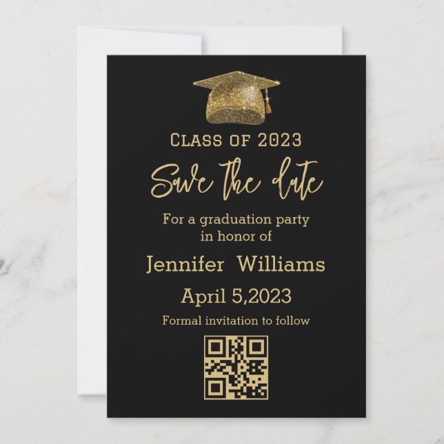 Anuncio de graduación chic de código qr para guard (Anverso)