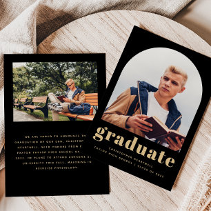Anuncio de graduación Clásico Foto 2025 Negro Oro