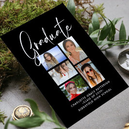 Anuncio de graduación Collage de 5 fotos con guión