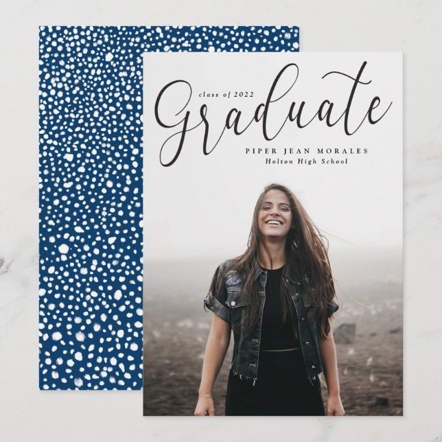 Anuncio de graduación completa de foto de graduado (Anverso / Reverso)