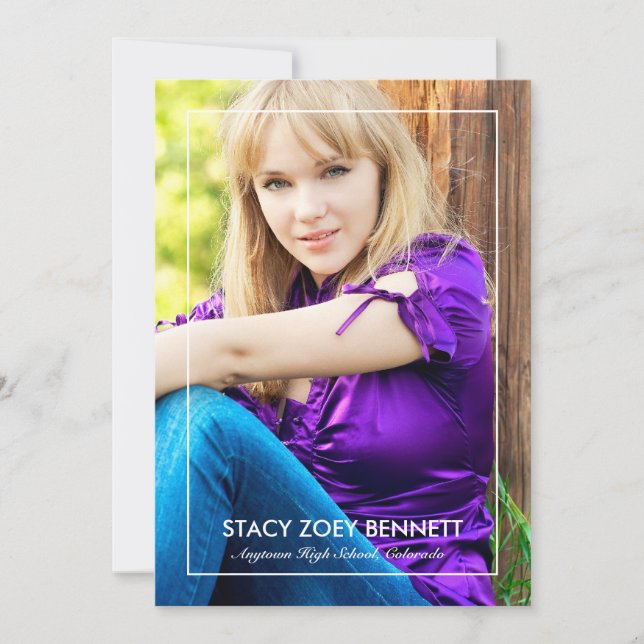 Anuncio de graduación con 1 foto simplemente enmar (Anverso)