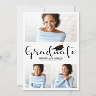 Anuncio de graduación con 3 fotos de la escuela se