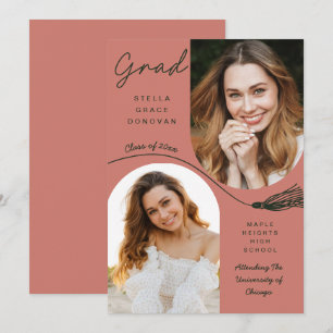Anuncio de graduación con borla Boho de terracota