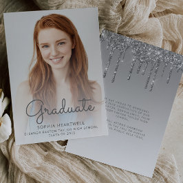 Anuncio de graduación con brillo plateado de fotos