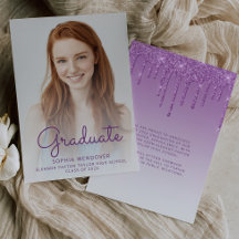 Anuncio de graduación con brillo púrpura para foto