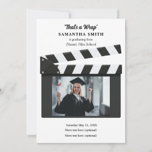 Anuncio de graduación con claqueta de cine