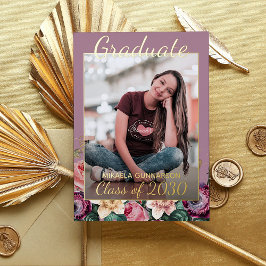 Anuncio de graduación con estampado floral rosa en
