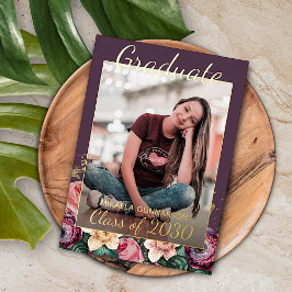 Anuncio de graduación con estampado floral rosa en