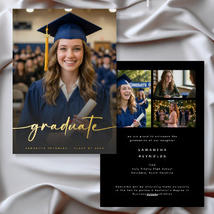 Anuncio de Graduación con Foil y Foto de Letra Mod