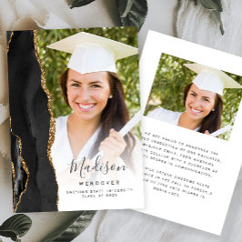 Anuncio de Graduación con Foto de Ágata de Oro Neg