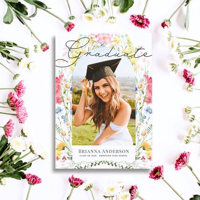 Anuncio de graduación con foto de arco de flores s (Subido por el creador)