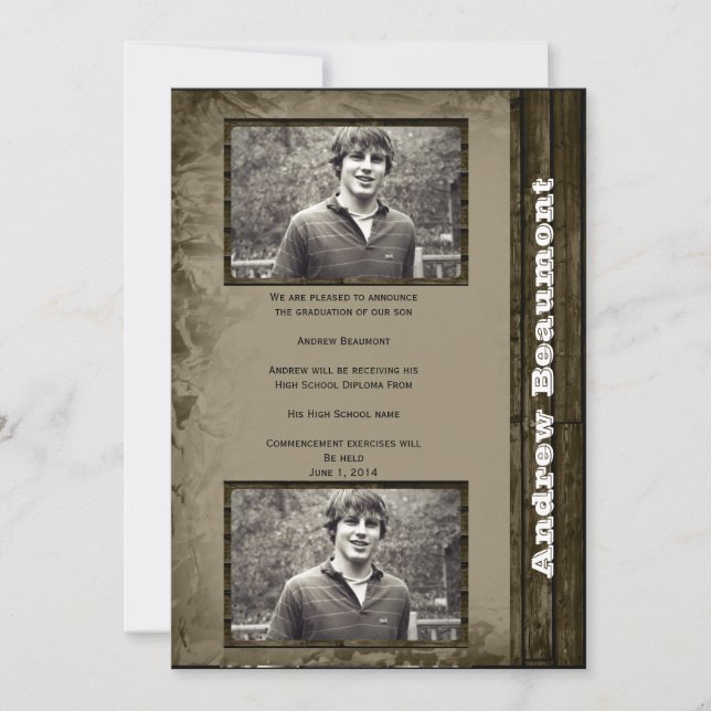 Anuncio de graduación con foto de campo rústico (Anverso)