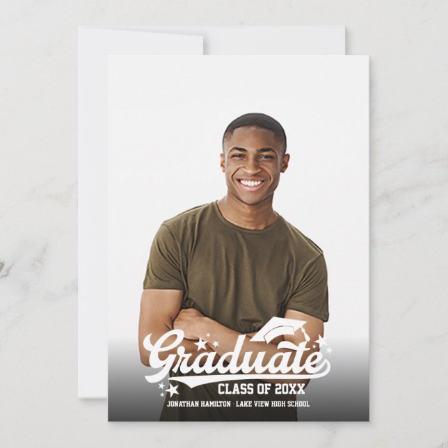 Anuncio de graduación con foto de escuela secundar (Anverso)