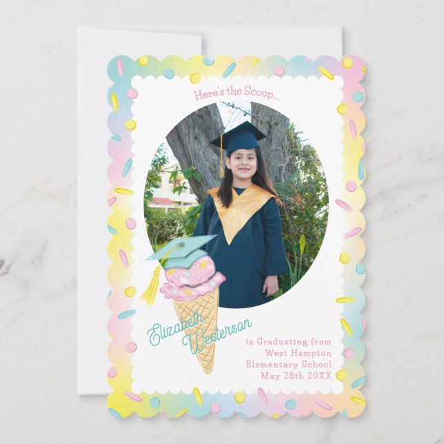 Anuncio de graduación con foto de helado lindo (Anverso)