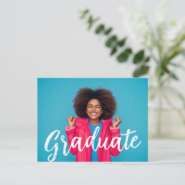 Anuncio de graduación con foto de letra moderna (Anverso de pie)