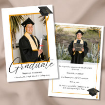 Anuncio de Graduación con Foto de Letra Moderna Ma