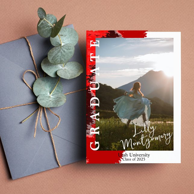 Anuncio de graduación con foto de mármol rojo y ne (Subido por el creador)