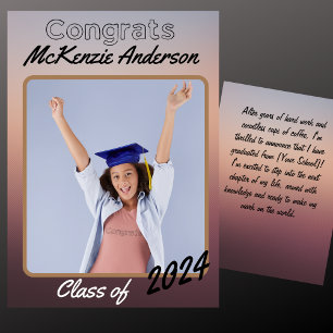 Anuncio de graduación con foto de mensaje personal