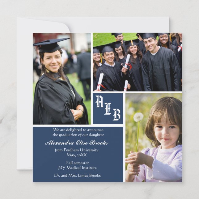 Anuncio de graduación con foto de Monogram Square (Anverso)