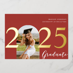 Anuncio de graduación con foto de papel de alumini