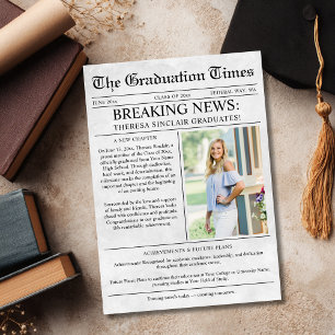 Anuncio de graduación con foto de periódico modern
