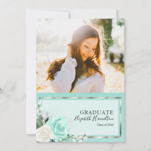 Anuncio de graduación con foto de plata y verde te