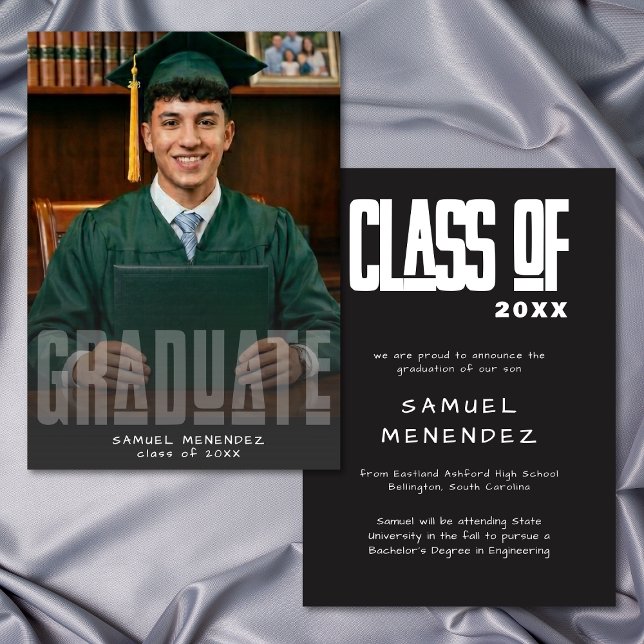 Anuncio de Graduación con Foto de Tipografía Moder (Modern Typography Photo Graduation Announcement)