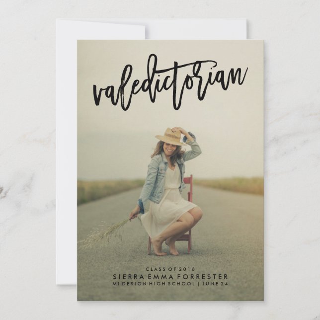 Anuncio de graduación con foto del Valedictorian 1 (Anverso)