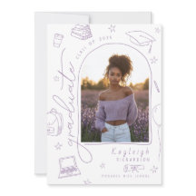 Anuncio de graduación con foto dibujada a mano en