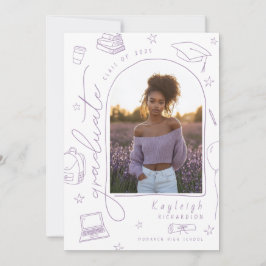 Anuncio de graduación con foto dibujada a mano en 