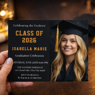 Anuncio de Graduación con Foto en Dorado 2026