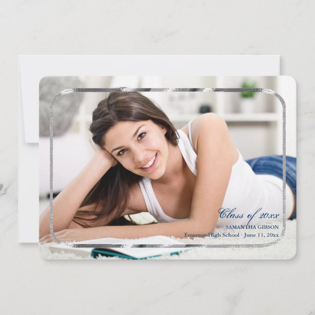 Anuncio de graduación con foto en marco de plata d (Anverso)