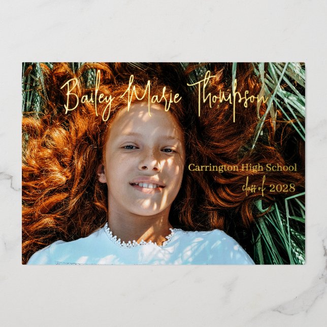 Anuncio de graduación con foto Invitación de papel (Anverso)