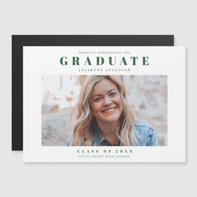 Anuncio de graduación con foto minimalista (Anverso/Reverso)