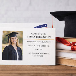Anuncio de Graduación con Foto Moderna Invitación