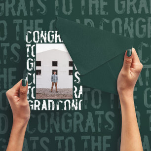 Anuncio de graduación con foto moderna verde grung