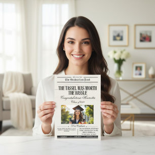 Anuncio de graduación con foto QR RSVP de periódic