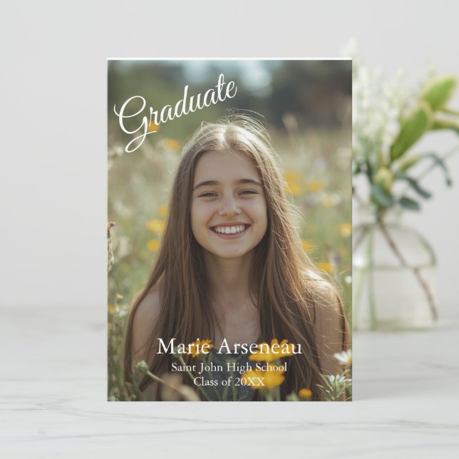 Anuncio de graduación con foto simple personalizab (Anverso de pie)