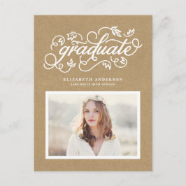 Anuncio de graduación con foto y caligrafía rústic