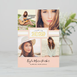 Anuncio de graduación con foto y lámina de oro ros