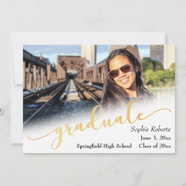 Anuncio de graduación con foto y lámina dorada sim