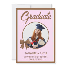 Anuncio de graduación con foto y lazo de gingham m